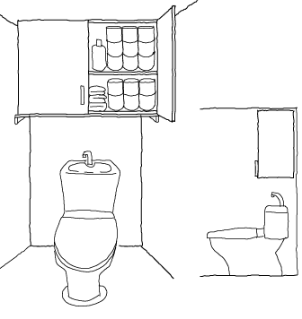 トイレの水タンク上は立派な収納スペース オーダー家具自社製作 全国販売 リーデ 安心安い ぴったり棚 特注設計相談